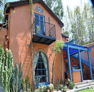 Orange Stucco Home Garden
